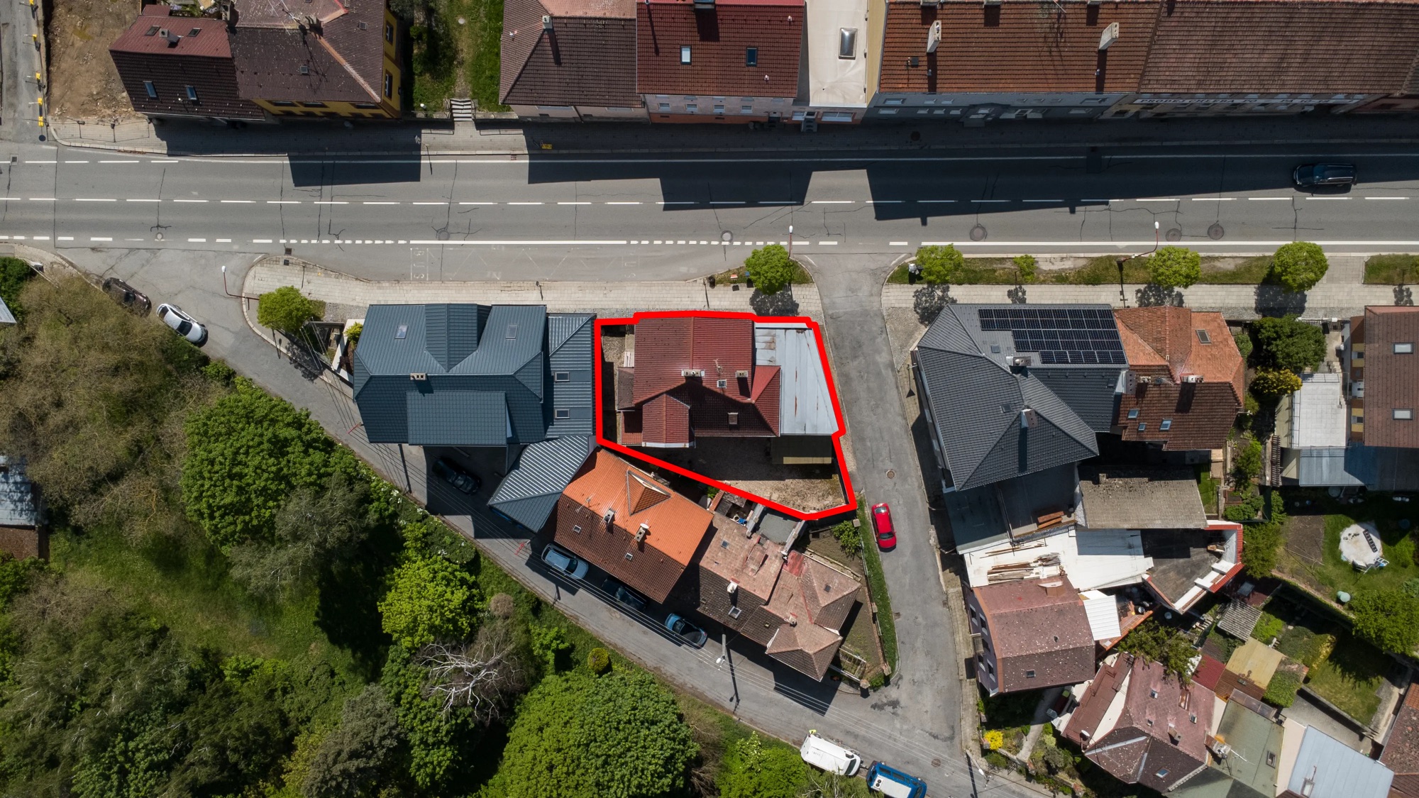 Letecký záběr nemovitosti Třebíč — druhý úhel